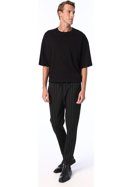 Antrasit Melanj Erkek Jogger Çizgili Chino Pantolon F4WM-PNT 2109