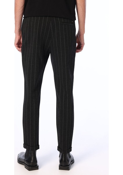 Antrasit Melanj Erkek Jogger Çizgili Chino Pantolon F4WM-PNT 2109