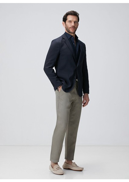 Lacivert Erkek Alttan Britli Slim Fit Gömlek 1094177