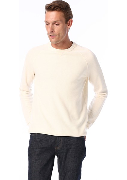 Ekru Erkek Bisiklet Yaka Basic Sweatshirt F4WM-SWT 2107