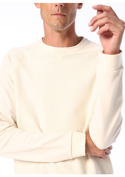 Ekru Erkek Bisiklet Yaka Basic Sweatshirt F4WM-SWT 2107