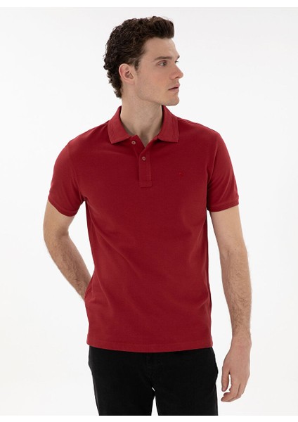Kırmızı Erkek Slim Fit Polo T-Shirt Sunny