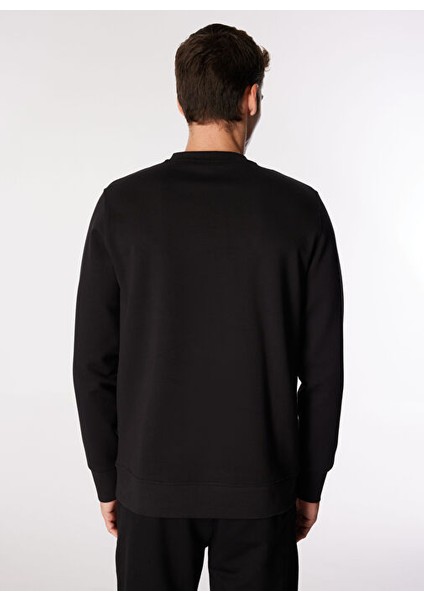 Siyah Erkek Bisiklet Relaxed Baskılı Sweatshirt D4WM-SWT3224