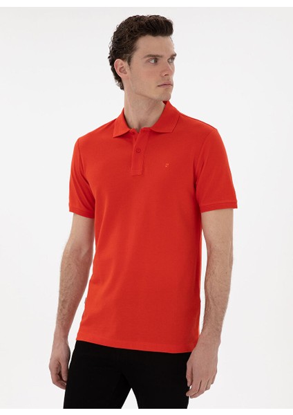 Kırmızı Erkek Slim Fit Polo T-Shirt Sunny