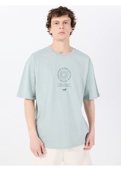 Yeşil Erkek Loose Fit Baskılı T-Shirt M5SM-TST1436 modelleri