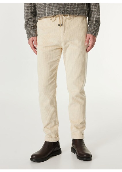 Ekru Erkek Basic Düz Chino Pantolon F4WM-PNT 2736