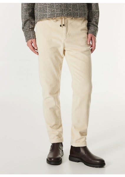 Ekru Erkek Basic Düz Chino Pantolon F4WM-PNT 2736