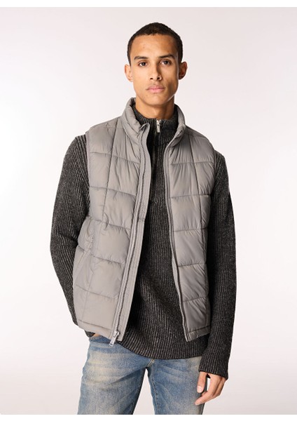 Gri Erkek Yelek Nylon Lıghtweıght Quılted Vest