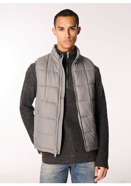 Gri Erkek Yelek Nylon Lıghtweıght Quılted Vest