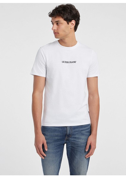 Beyaz Erkek Regular Fit Desenli T-Shirt M4YI52K8HM0G011 Gj Ss Cn Slım Logo fiyatları