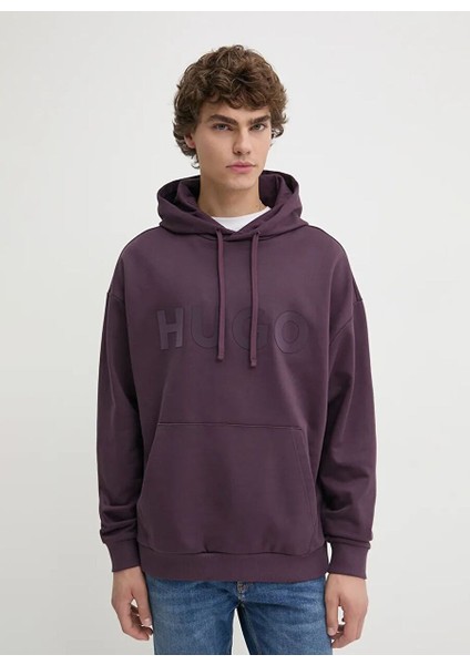 Mor Erkek Kapüşon Oversize Düz Sweatshirt 50529090_DITCHLE