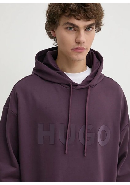 Mor Erkek Kapüşon Oversize Düz Sweatshirt 50529090_DITCHLE