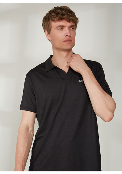 Polo Yaka Düz Siyah Erkek T-Shirt Newpolo