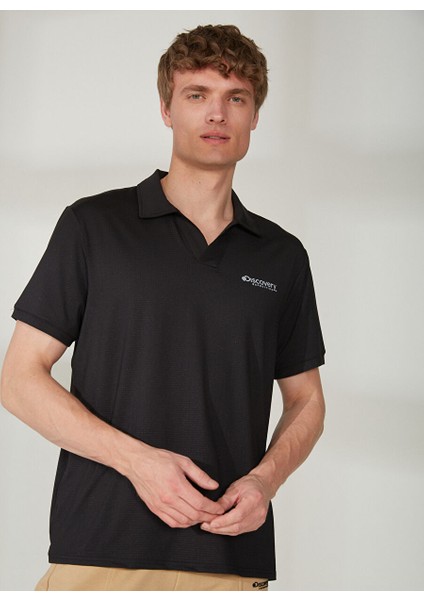 Polo Yaka Düz Siyah Erkek T-Shirt Newpolo modelleri