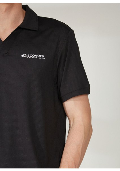 Polo Yaka Düz Siyah Erkek T-Shirt Newpolo fırsatları