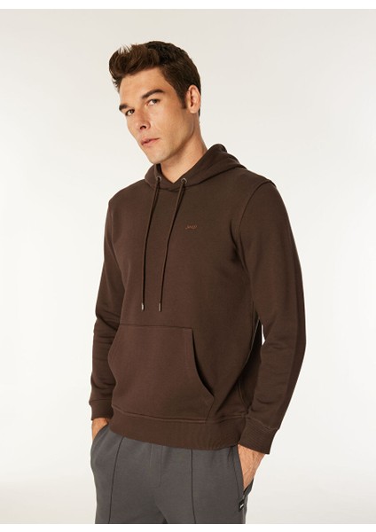 Kahverengi Erkek Kapüşon Relaxed Sweatshirt C4WM-SWT4254