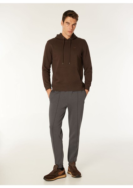 Kahverengi Erkek Kapüşon Relaxed Sweatshirt C4WM-SWT4254