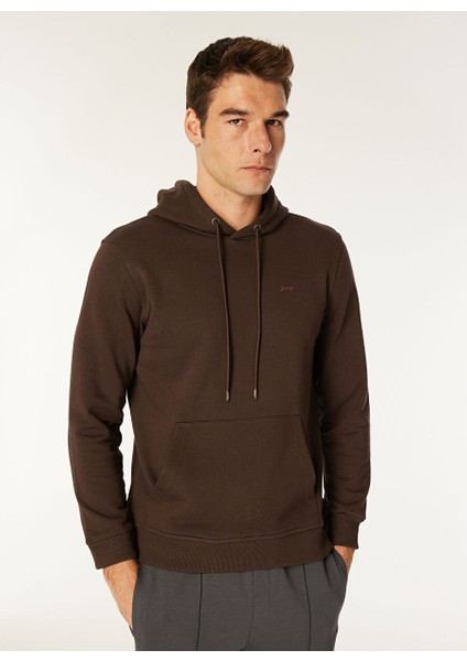 Kahverengi Erkek Kapüşon Relaxed Sweatshirt C4WM-SWT4254