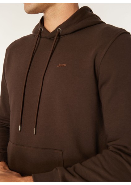 Kahverengi Erkek Kapüşon Relaxed Sweatshirt C4WM-SWT4254