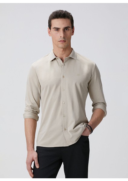 Bej Erkek Slim Fit Gömlek 1094125