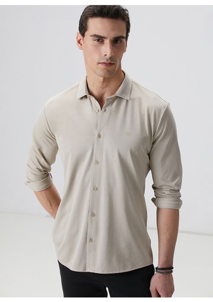 Bej Erkek Slim Fit Gömlek 1094125