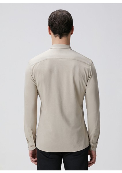 Bej Erkek Slim Fit Gömlek 1094125