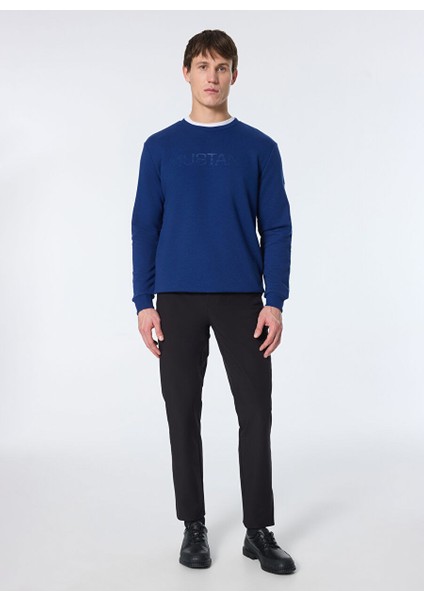 Lacivert Erkek Bisiklet Relaxed Baskılı Sweatshirt M4WM-SWT-1819