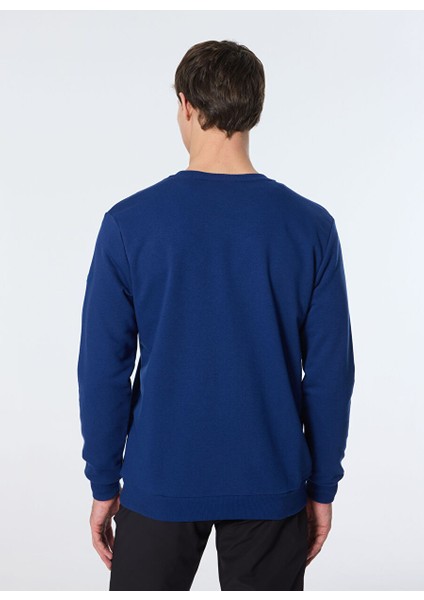 Lacivert Erkek Bisiklet Relaxed Baskılı Sweatshirt M4WM-SWT-1819