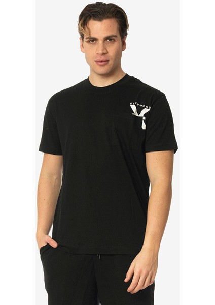 Bisiklet Yaka Siyah Erkek T-Shirt UMP24048TS