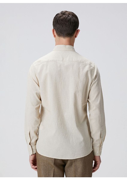 Kahverengi Erkek Alttan Britli Slim Fit Gömlek 1094110