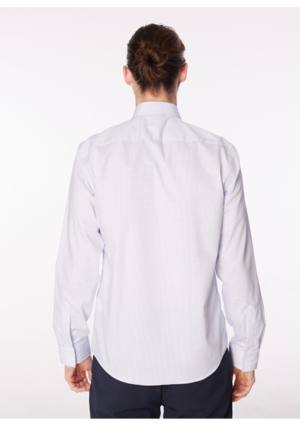 Mavi Erkek Düğmeli Basic Ekose Non Iron Gömlek F4SM-GML 0227