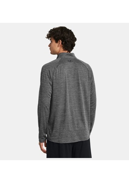 Erkek Ua Tech Textured 1/2 Fermuarlı Uzun Kollu T-Shirt 1382797-025