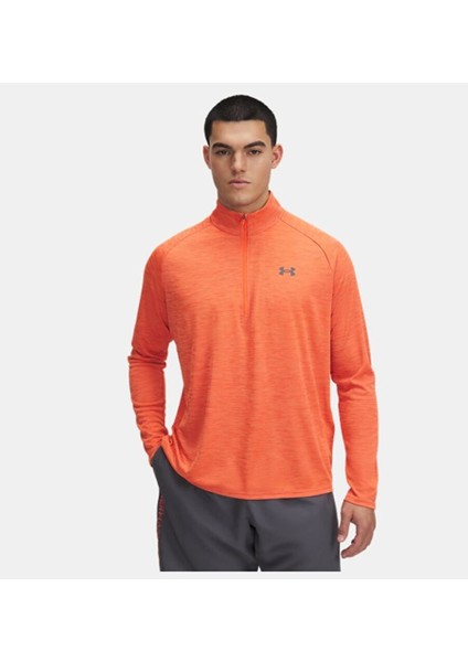 Erkek Ua Tech Textured 1/2 Fermuarlı Uzun Kollu T-Shirt 1382797-847