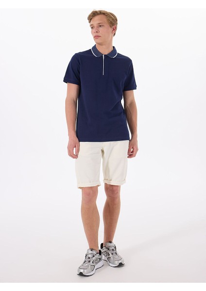 Lacivert Erkek Relaxed Baskılı Polo T-Shirt M5SM-TST1336 modelleri