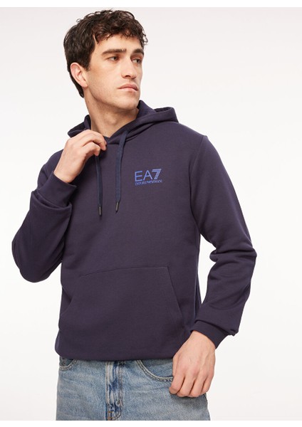 Kapüşon Yaka Lacivert Erkek Sweatshırt 6RPM10PJRJZ0554