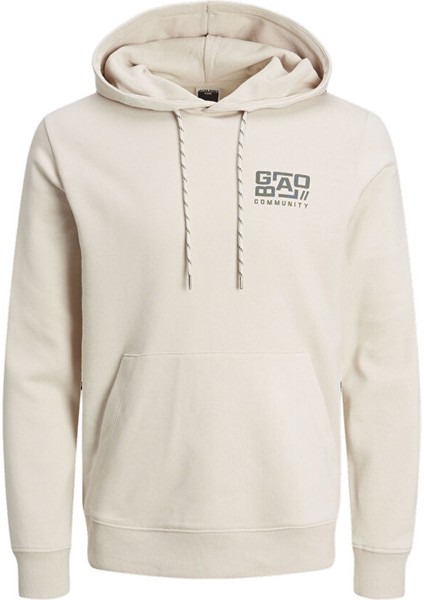 Kapüşon Yaka Krem Erkek Sweatshırt 12242225_JCOWAFFLE Backprınt Sweat modelleri
