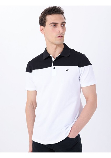 Beyaz Erkek Relaxed Blok Polo T-Shirt M5SM-TST1333
