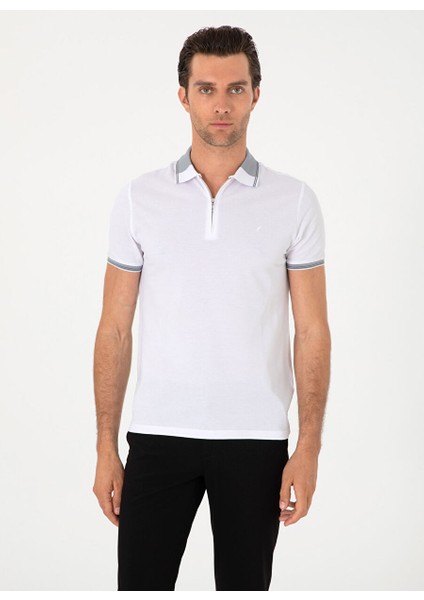 Beyaz Erkek Slim Fit T-Shirt Gorgeo