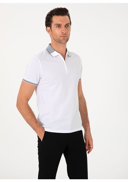 Beyaz Erkek Slim Fit T-Shirt Gorgeo modelleri
