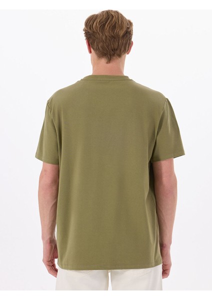 Haki Erkek Relaxed Baskılı T-Shirt M5SM-TST1287
