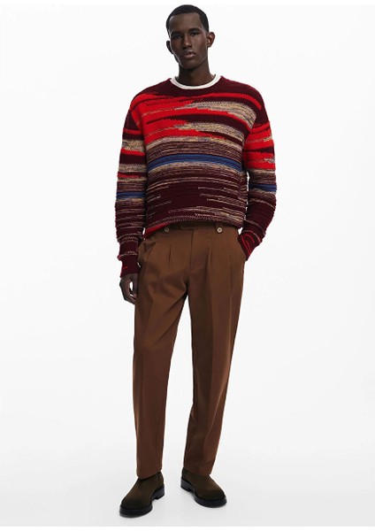 Kahverengi Erkek Regular Fit Chino Pantolon 25SMPW01_PANT_BANKER