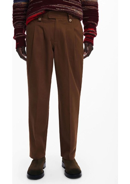 Kahverengi Erkek Regular Fit Chino Pantolon 25SMPW01_PANT_BANKER