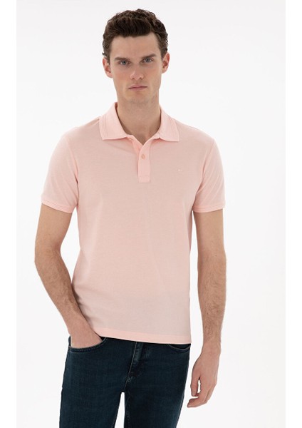 Pembe Erkek Slim Fit Polo T-Shirt Sunny
