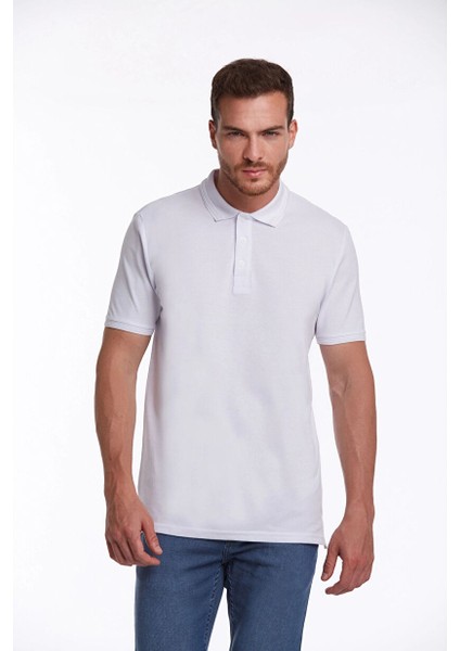 Beyaz Regular Fit Düz 100% Pamuklu Polo Yaka Tişört fiyatları