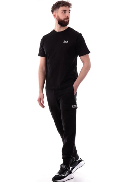 Siyah Erkek Slim Fit T-Shirt Traın Logo Serıes Tee