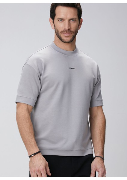 Açık Gri Erkek Dik Slim Fit Sweatshirt 1095059