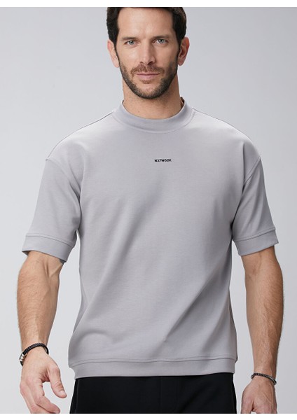 Açık Gri Erkek Dik Slim Fit Sweatshirt 1095059