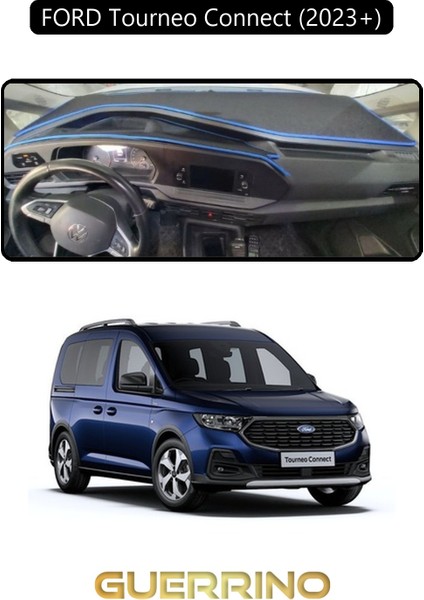 Ford Torneo Connect 2023+ (Cady 2023+)TORPİDO Koruma Halısı Siyah Kenar