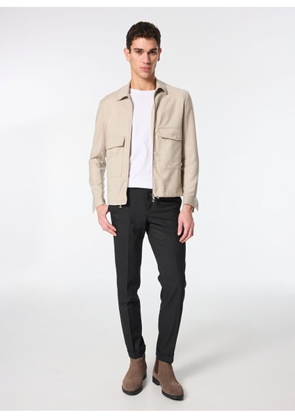Bej Erkek Ceket Slim Fit Gömlek Ceket SB17.IRP3.U100
