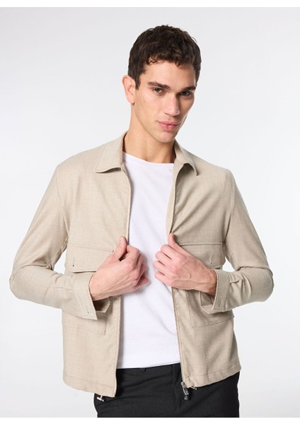 Bej Erkek Ceket Slim Fit Gömlek Ceket SB17.IRP3.U100
